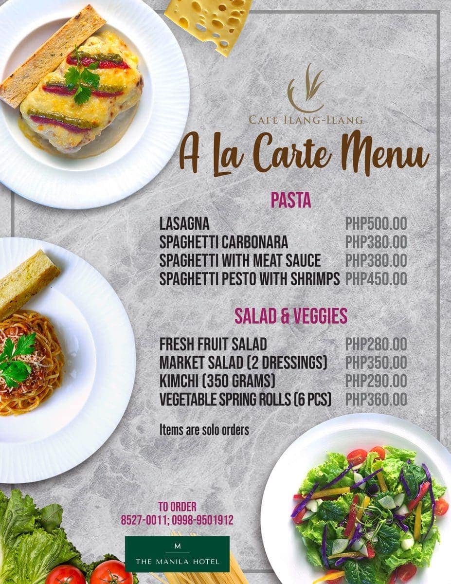 Order by phone The Manila Hotel